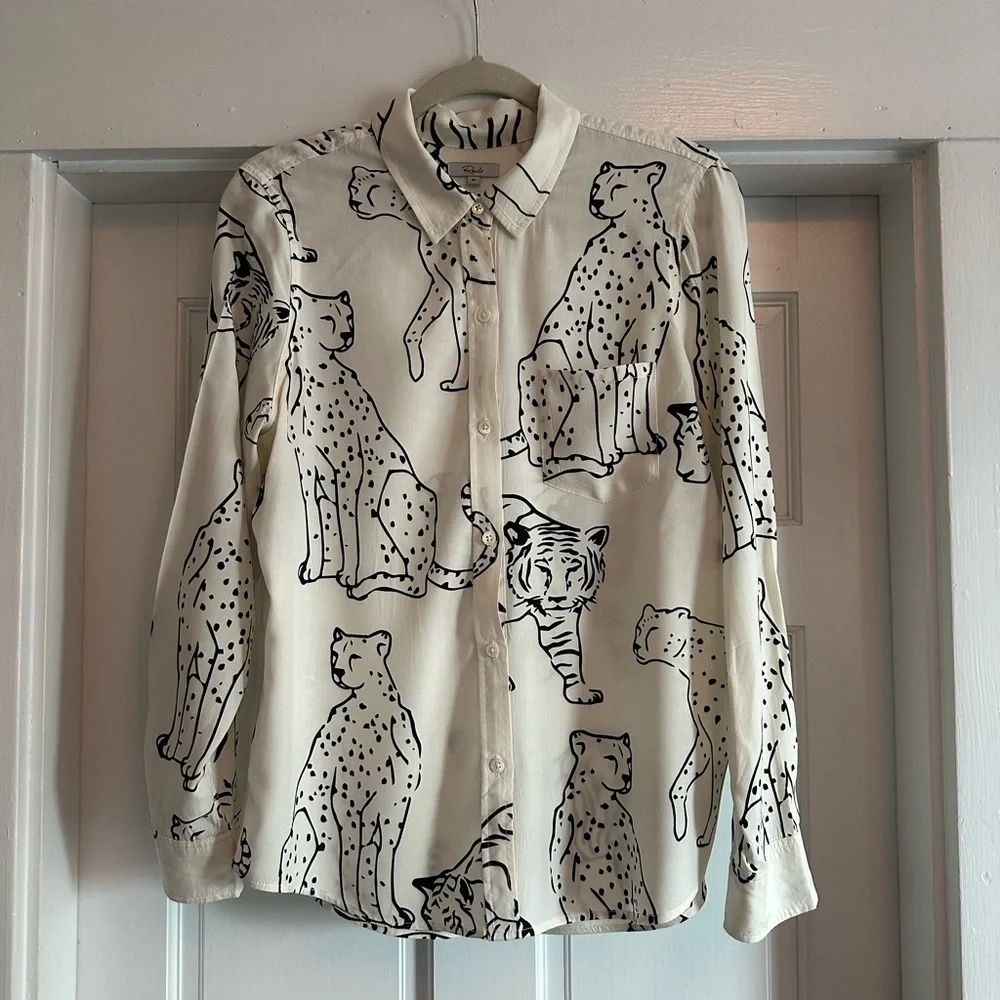 Rails Cream Animal Print Blouse - Picture 1 of 2